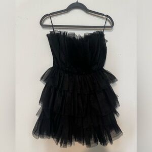 MARBLE Black Layered Kids Dress